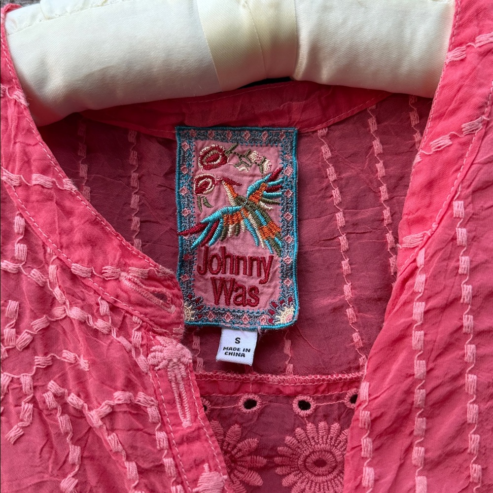 Johnny Was Coral Embroidered Sleeveless Camisole with Multicolor Side Panels - Picture 4 of 6